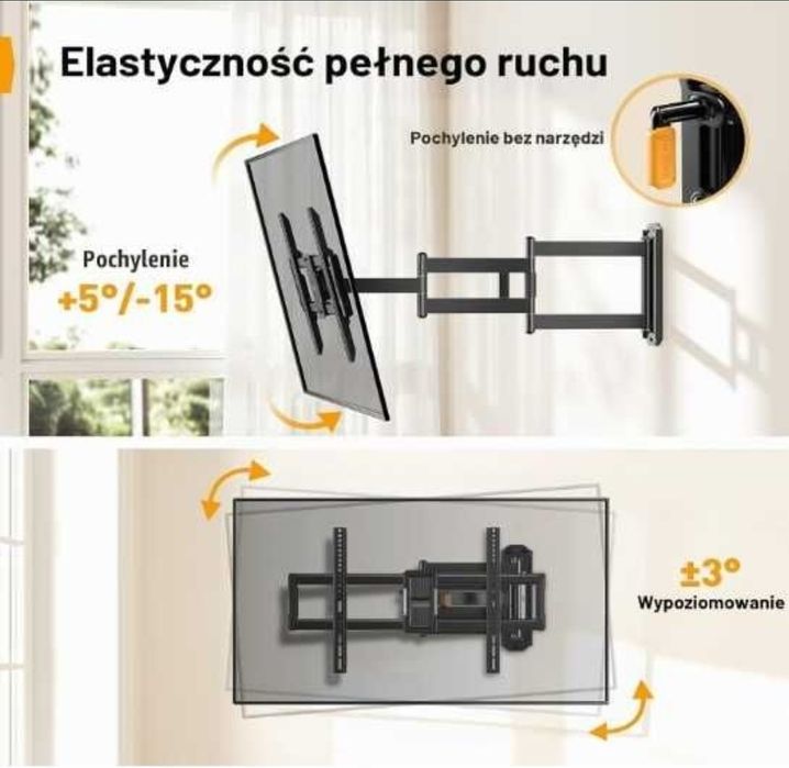 Uchwyt ścienny do telewizora 42-84 cali 68 kg długi rękaw obrotowy mocny stabilny