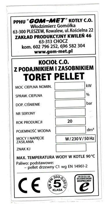 KOCIOŁ piec pelet pellet 15 kW
