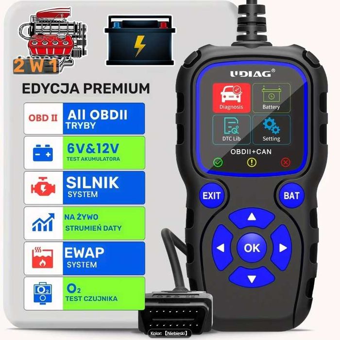 Tester diagnostyczny ODB2 Udiaq CR720 menu po polsku