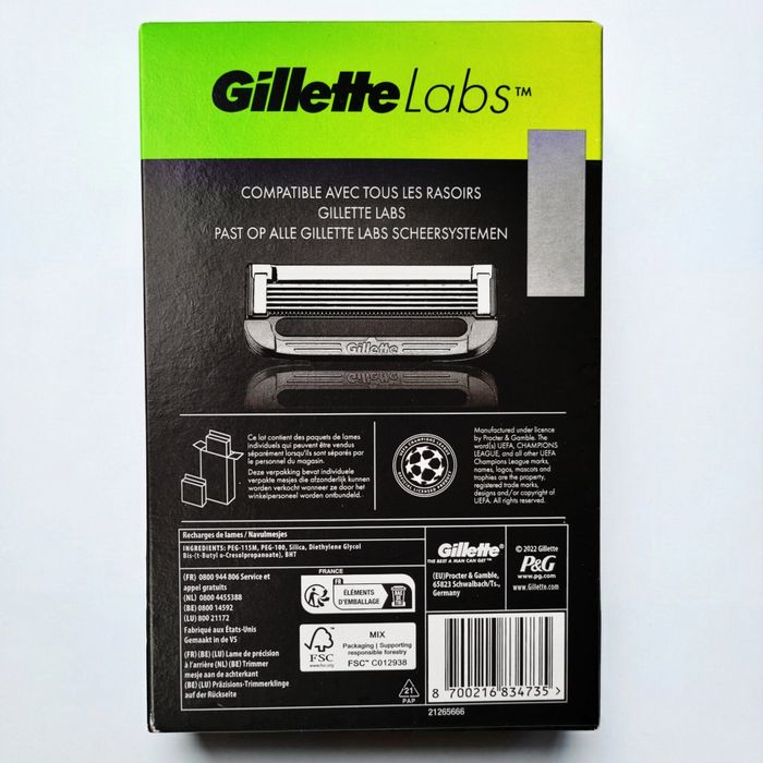 Змінні леза Gillette Labs (виробництво США), 6+4=10 шт, Оригінал , для станків з підігрівом та відлущувальною смужкою