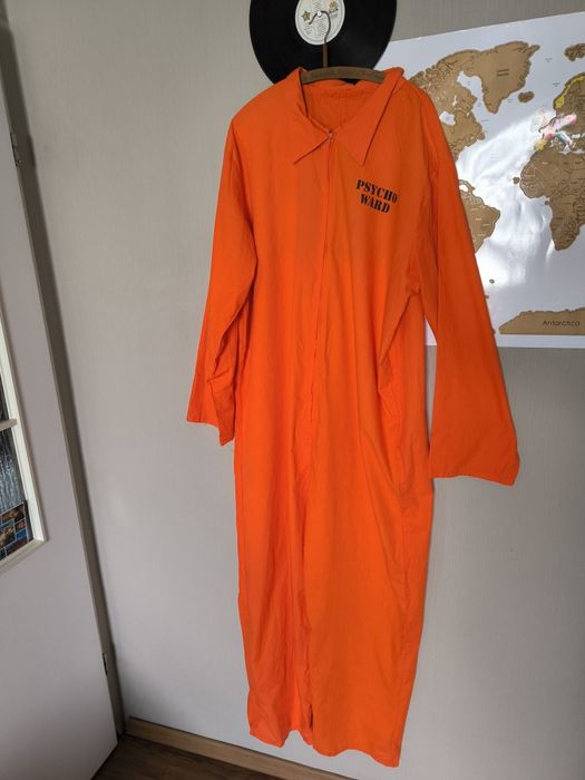Strój osadzony więzienny Psych Ward XL pomarańczowy karnawał halloween