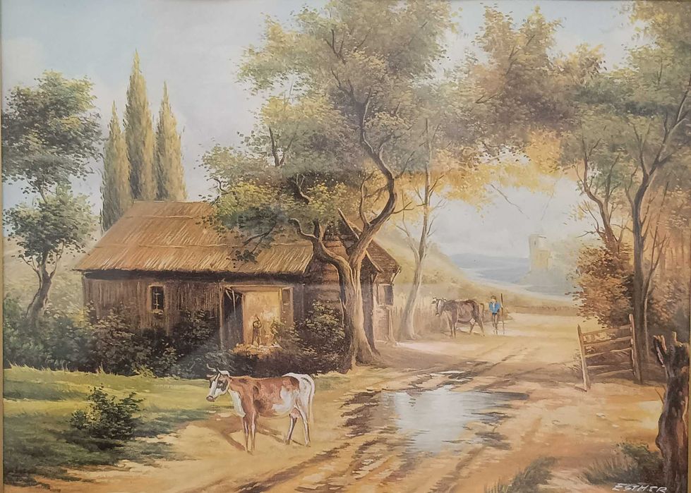 Par de Bonitas Paisagens Rústicas, com Moldura e Vidro (Excelente Estado)