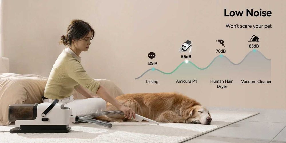 Odkurzacz, maszynka do strzyżenia i suszarka dla zwierząt Amicura P1
