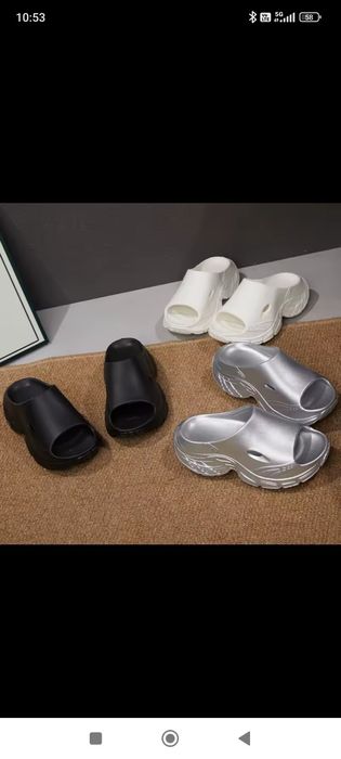 Slippers klapki laczki platforma gruba srebrne silver r. 39 eva