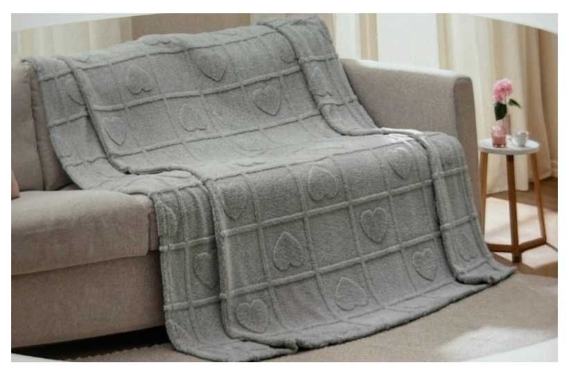 Koc DEKORACYJNY SERCA Szary WALENTYNKI Serduszka 150 cm x 200 cm