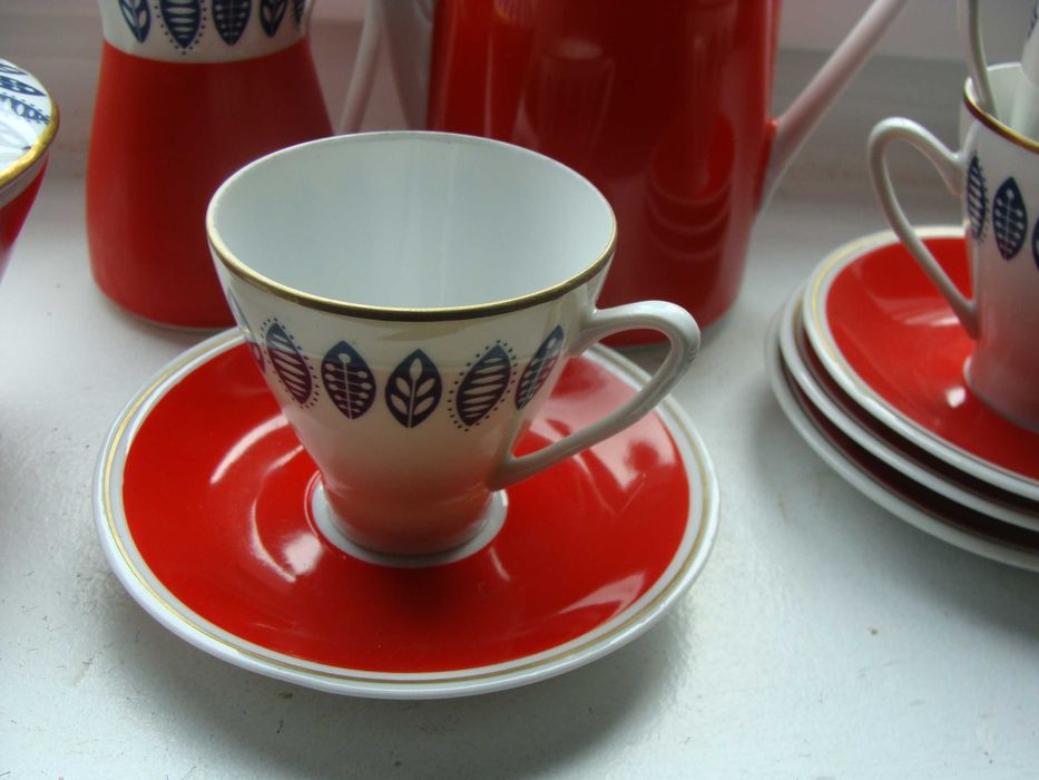 Serwis kawowy Freiberger Porcelain Mocca z lat 70. NRD