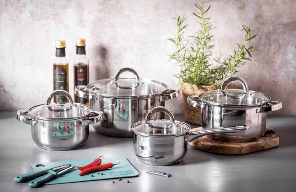 Zestaw garnków stal nierdzewna Altom Design Remo 8 el. indukcja gaz SOLIDNE