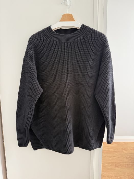 Sweter Marc O’Polo L 40 czarny 100% bawełna oversize gruby splot prążek