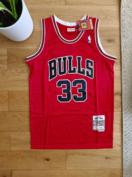 Scottie Pippen jersey L NBA Chicago Bulls czerwona koszulka koszykarska sportowa Mitchell Ness jordan