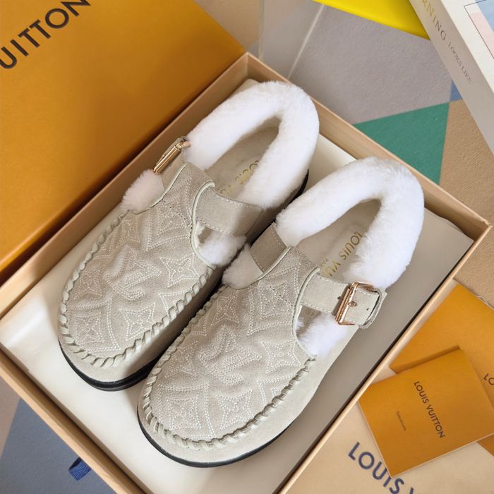 Louis Vuitton хутряні лофери – замшеві бежеві
