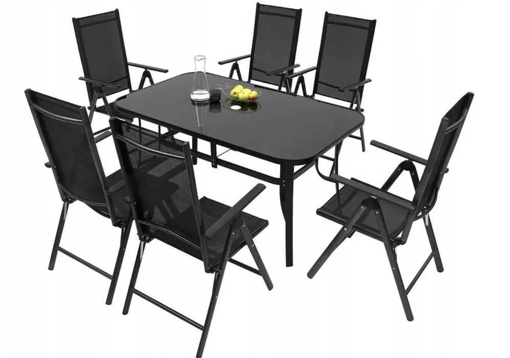 Meble Ogrodowe Zestaw STÓŁ 6+1 NA TARAS BALKON 90 cm x 150 cm x 73 cm