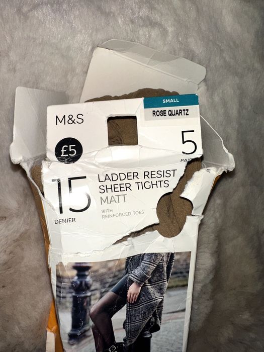 Marks & Spencer 4 x rajstopy nowe bezowe S