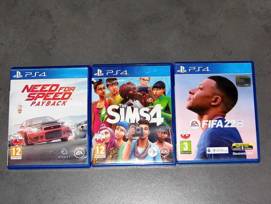Gry na PS4 Need for Speed Payback, Fifa 22, The Sims 4, SpongeBob PL