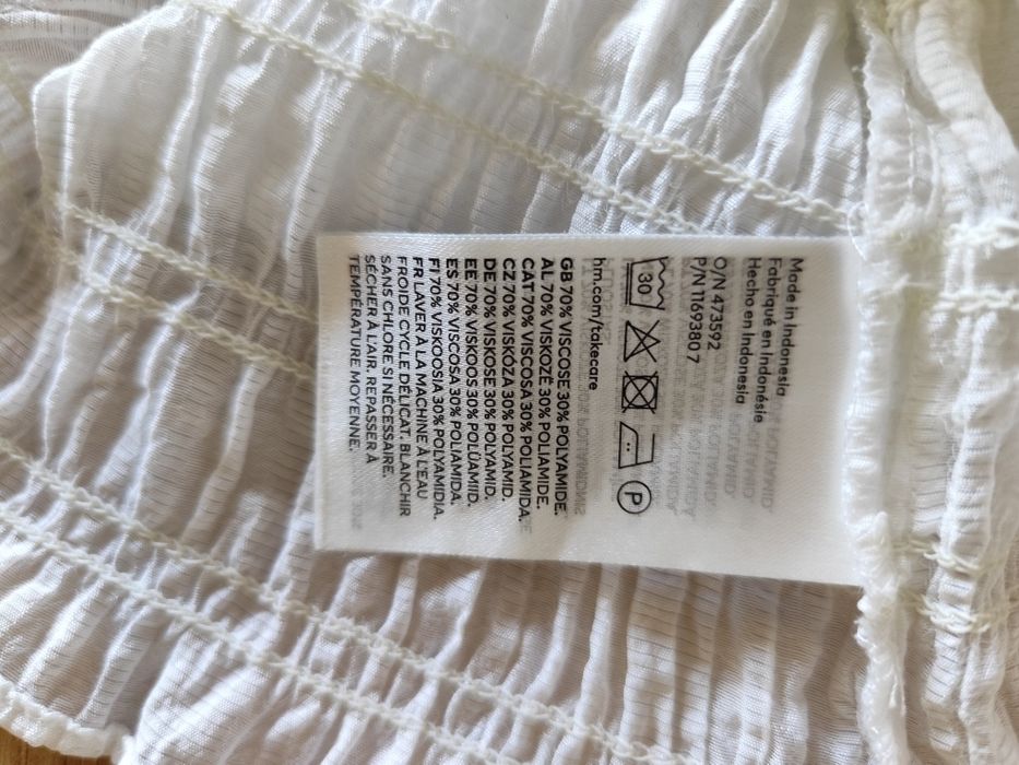 Bluzka top hiszpanka biała H&M r.36 S bufiaste rękawy