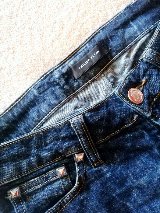 Spodnie jeans oryginalne philipp plein Slim gniecione M (26) stan bdb