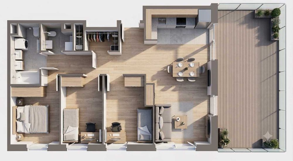 Białołęka Nowodwory - 75m2+30m2 tarasu - 4 pokoje