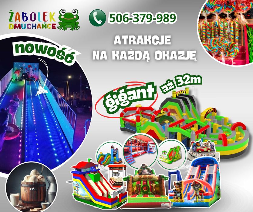 Wynajem dmuchańców Zjeżdżalni Tor przeszkód SNOWTUBING Festyny Imprezy