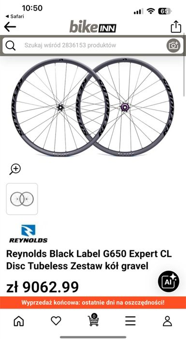 Koła karbonowe gravel Reynolds Blacklabel G650 Expert - 650b / 27.5" + 2x Shimano MT-800