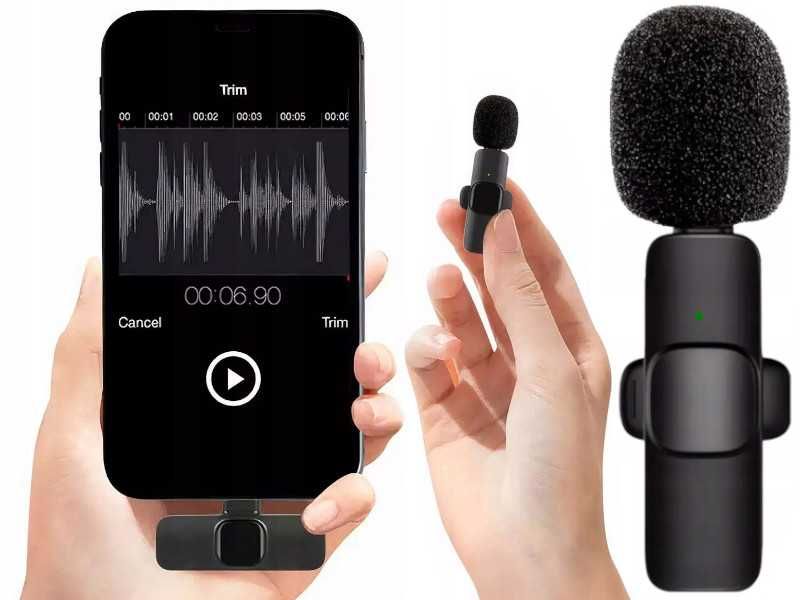 Mikrofon Krawatowy Do Telefonu Iphone Zestaw 2x + Odbieracz Dźwięku