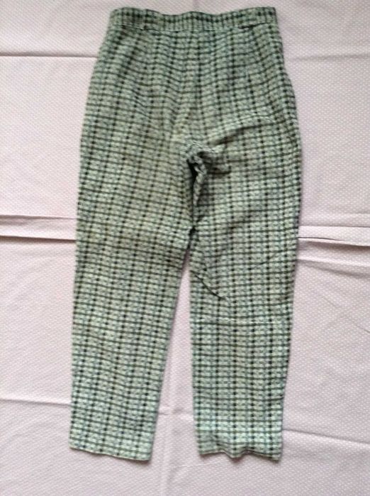 Штаны девичьи вельветовые в клеточку, брюки, размер 134