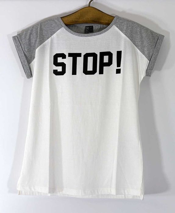 T-shirt biała z napisem Rozmiar 36/38
