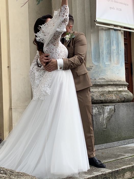 Suknia slubna Maries r. 38 boho, tren