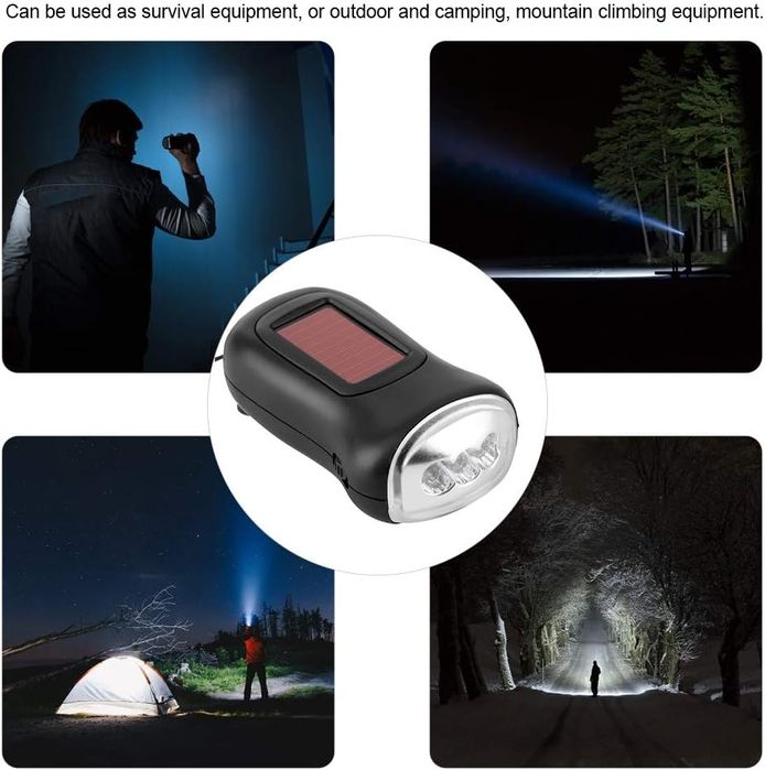 FOTABPYTI Latarka solarna z dynamo, zasilana energią słoneczną