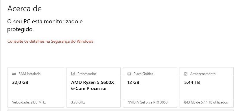 Desktop Ryzen 5 & RTX 3060 (como Novo)