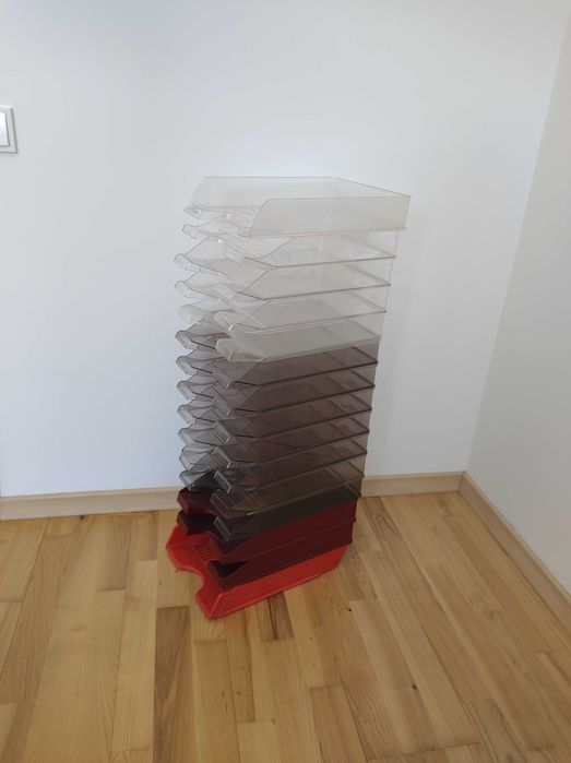 Kuwety biurowe szuflady na dokumenty przezroczyste i kolorowe 15szt