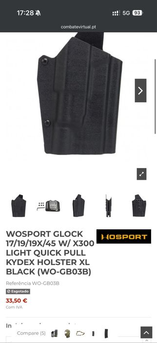 Cinto completo airsoft coldre g19 com lanterna