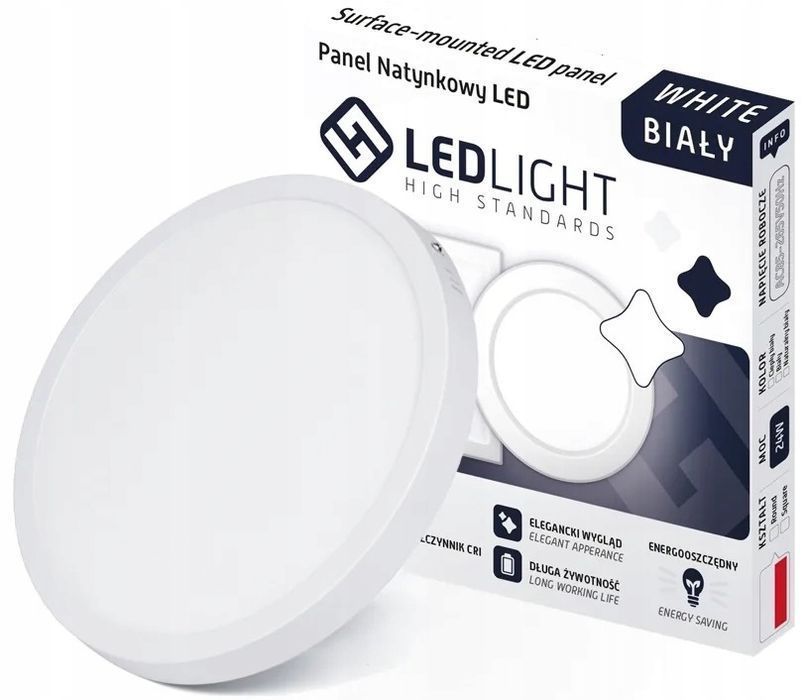 Plafon LED 12W neutralna 4000K 16cm biały lampa sufitowa natynkowy