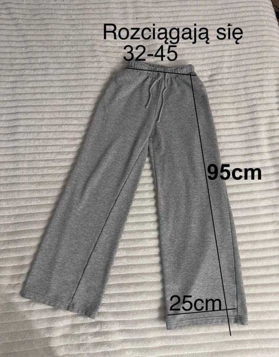 Szare spodnie dresowe Stradivarius szeroka nogawka