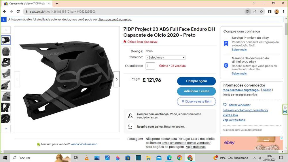 Capacete ENDURO ABS - SEVENidp Preto XL-62 cm - NOVO