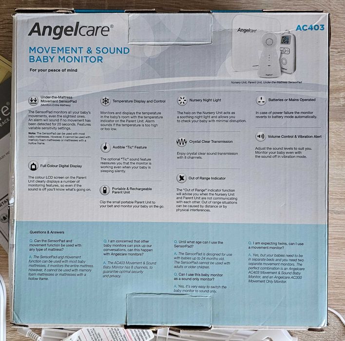 Monitor czujnik oddechu snu elektroniczna niania alarm AngelCare AC403