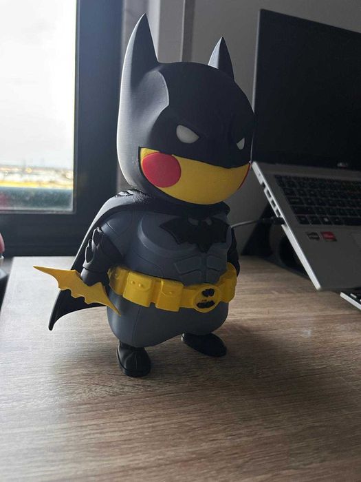 Figura Geek Batman Pikachu 3D | Decoração Gamer | Peça Artesanal