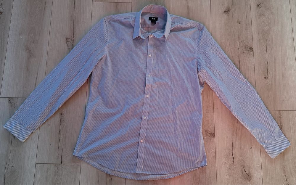 Niebieska błękitna koszula z długim rękawem slim fit H&M rozmiar L 40