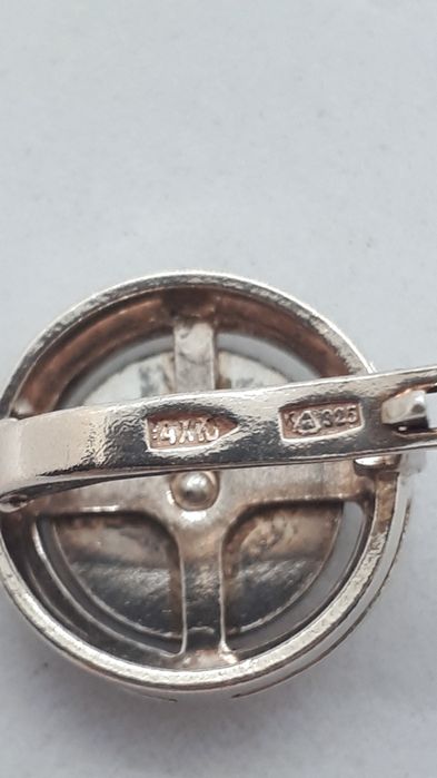 Серьги серебро 925пр.ссср в позолоте.