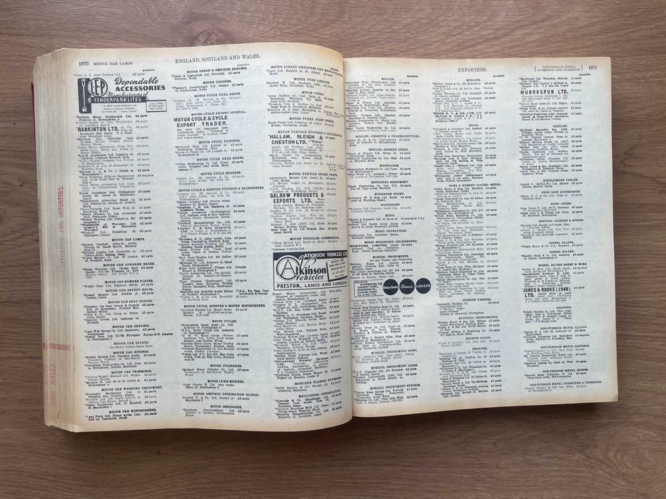 Diretório "Kelly's Directory of Manufacturers and Merchants" 1968