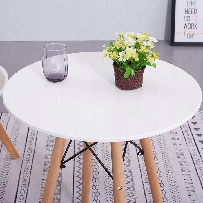 Stół fi60 white+2xkrzesło Montivaro czarne