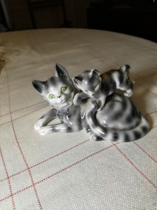 фарфоровая Статуэтка кошка с котенком Grafentheil Германия 1956г