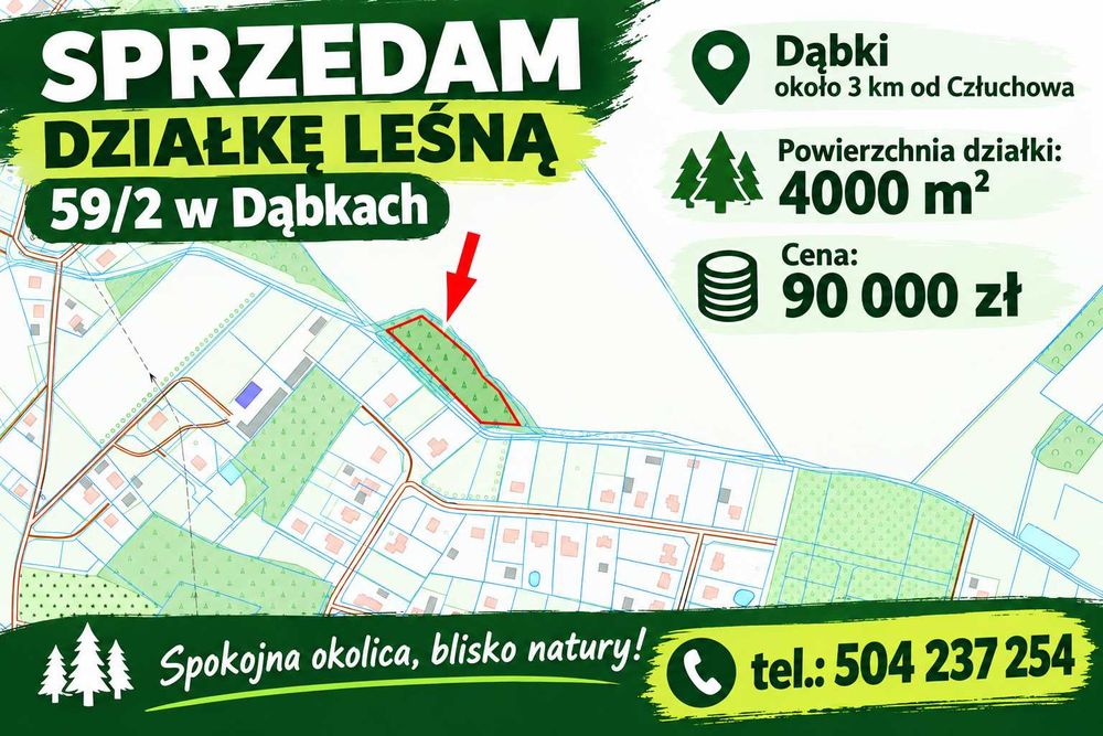 Sprzedam działkę leśną w okolicy Człuchowa