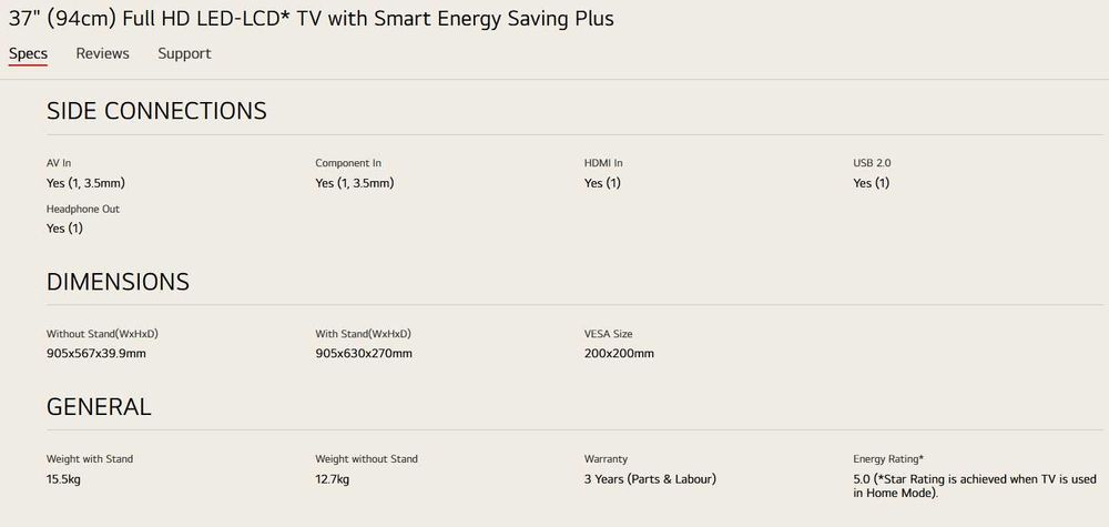 Televisor LED LG 37"