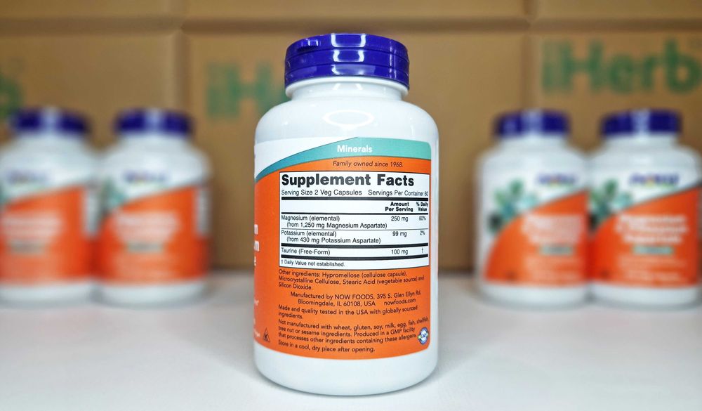 NOW Foods магній і калій аспартат. Magnesium, Potassium Aspartate