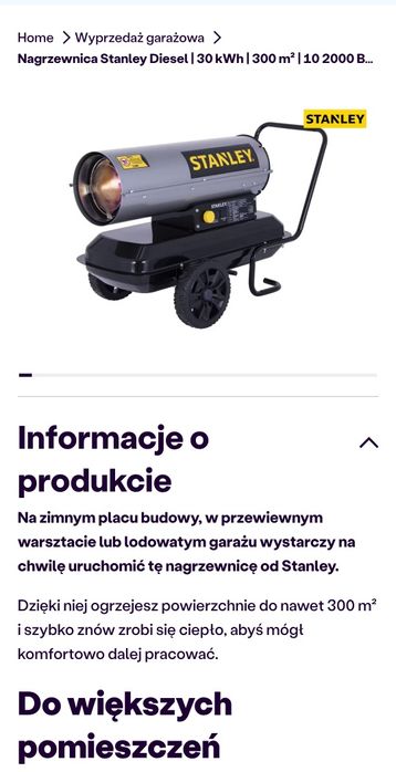 Nagrzewnica olejowa Stanley 30Kw nowa
