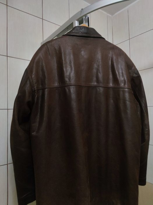 kurtka skórzana XL męska ciemna brązowa kremowa destroyed  retro sk