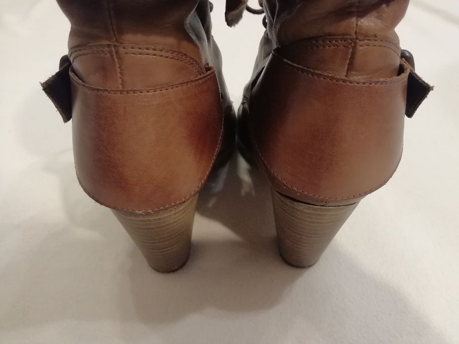 Lacoski 37 trzewiki botki skórzane kolor camel skóra