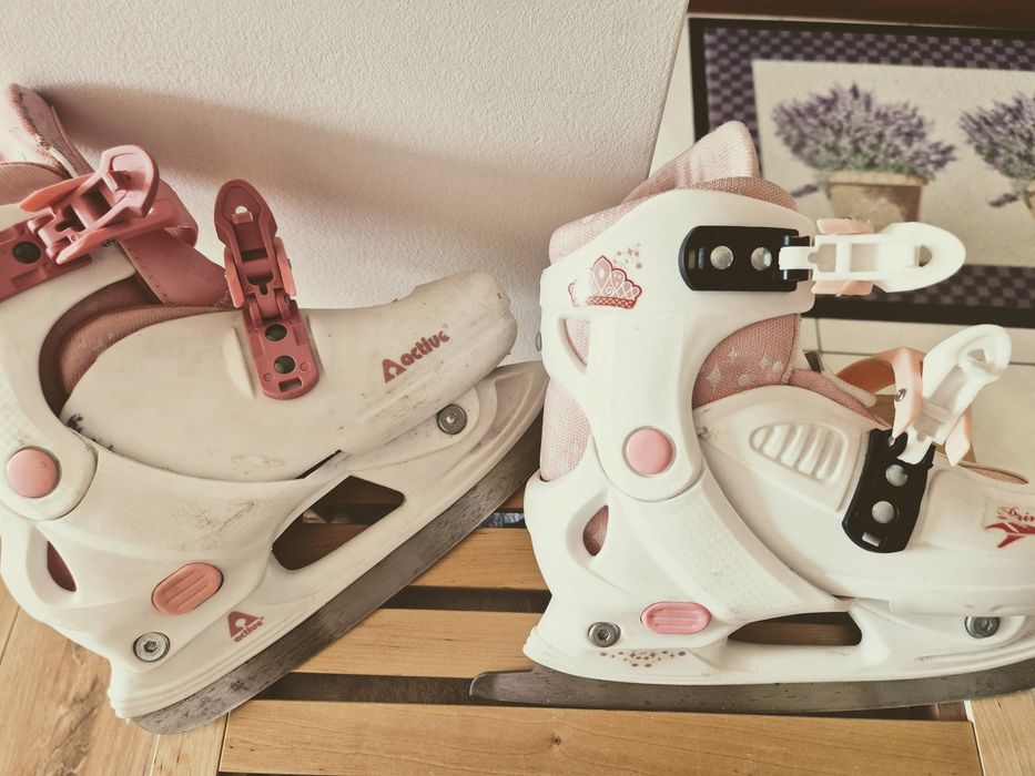 Łyżwy 32-35 biało różowe