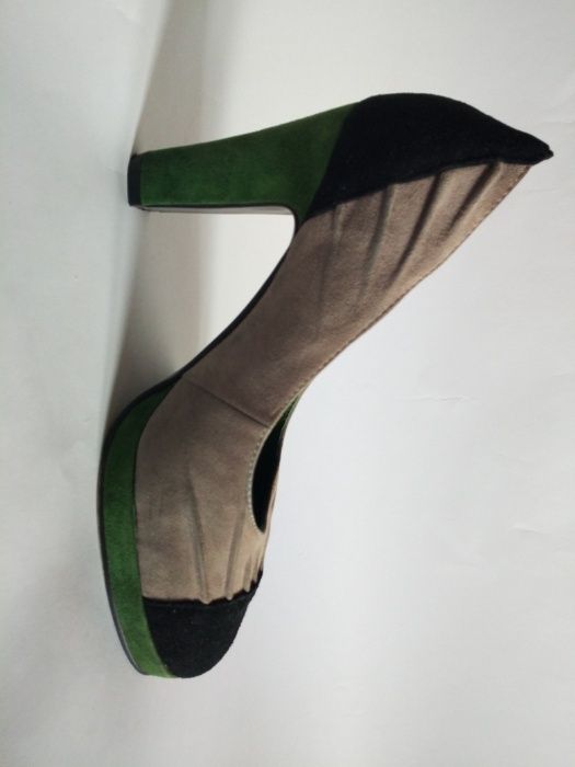 BUTY Damskie R.36 Platforma SLupek Zielony Popiel Lise Lindwig