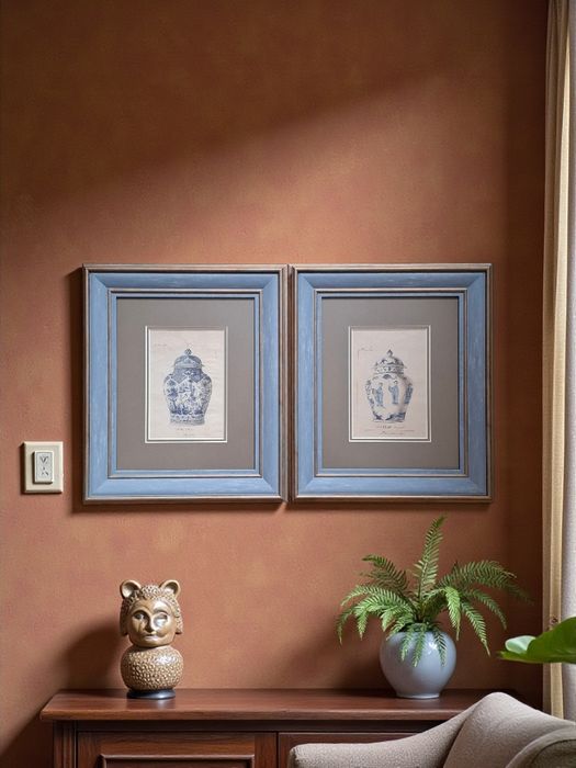 Красиві картини (старовинні гравюри) з порцеляновими вазами