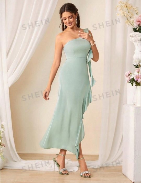 Elegancka sukienka mięta wesele S